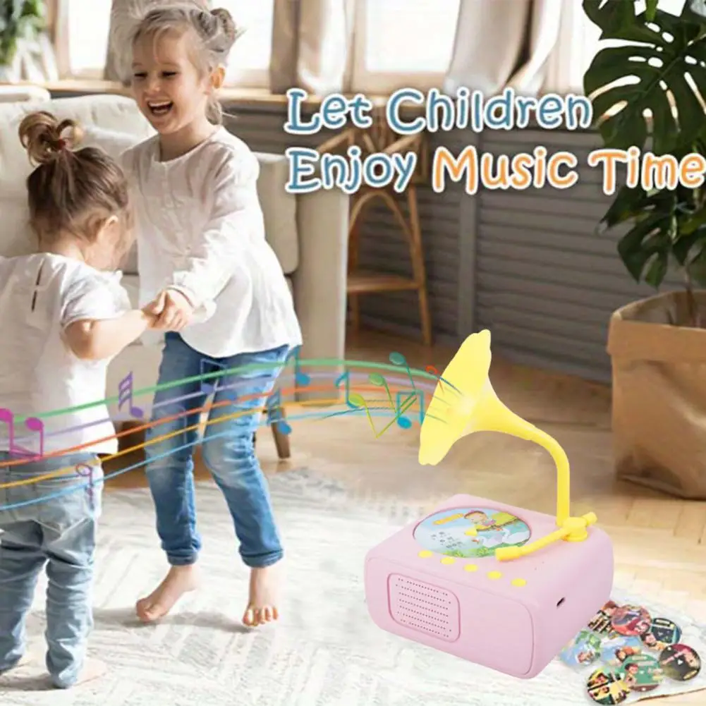 Kids Gramophone Storytelling Gramophone Toy for Kids with 96 Cards Early Education Phonograph Music Recorder Box for Toddlers