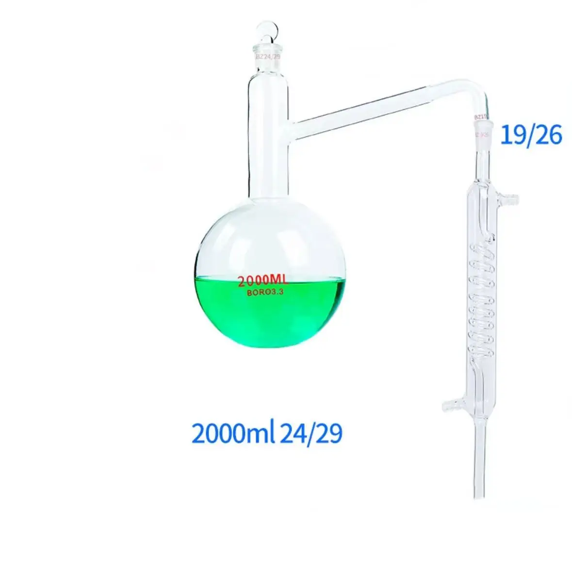 

2000mL Distilling Apparatus with Ground In joints Borosilicate 3.3 Glass Laboratory Chemistry Equipment Purification Device Set