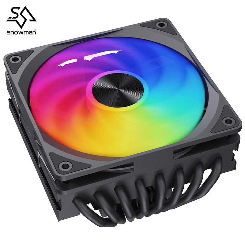 Enfriador de CPU SNOWMAN MC75-8 ITX con 8 tubos de calor, radiador para PC, ventiladores ARGB PWM, compatible con Intel LGA1851, 1700, 1200, 1151, X99, 2011, AM5 y AM4.