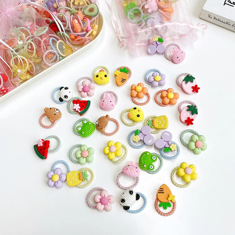 

40Pcs Children's Scrunchie Little Girl Hair Braid Band Cartoon Flower Hair Rope Baby Headdress Hair Accessories for Children