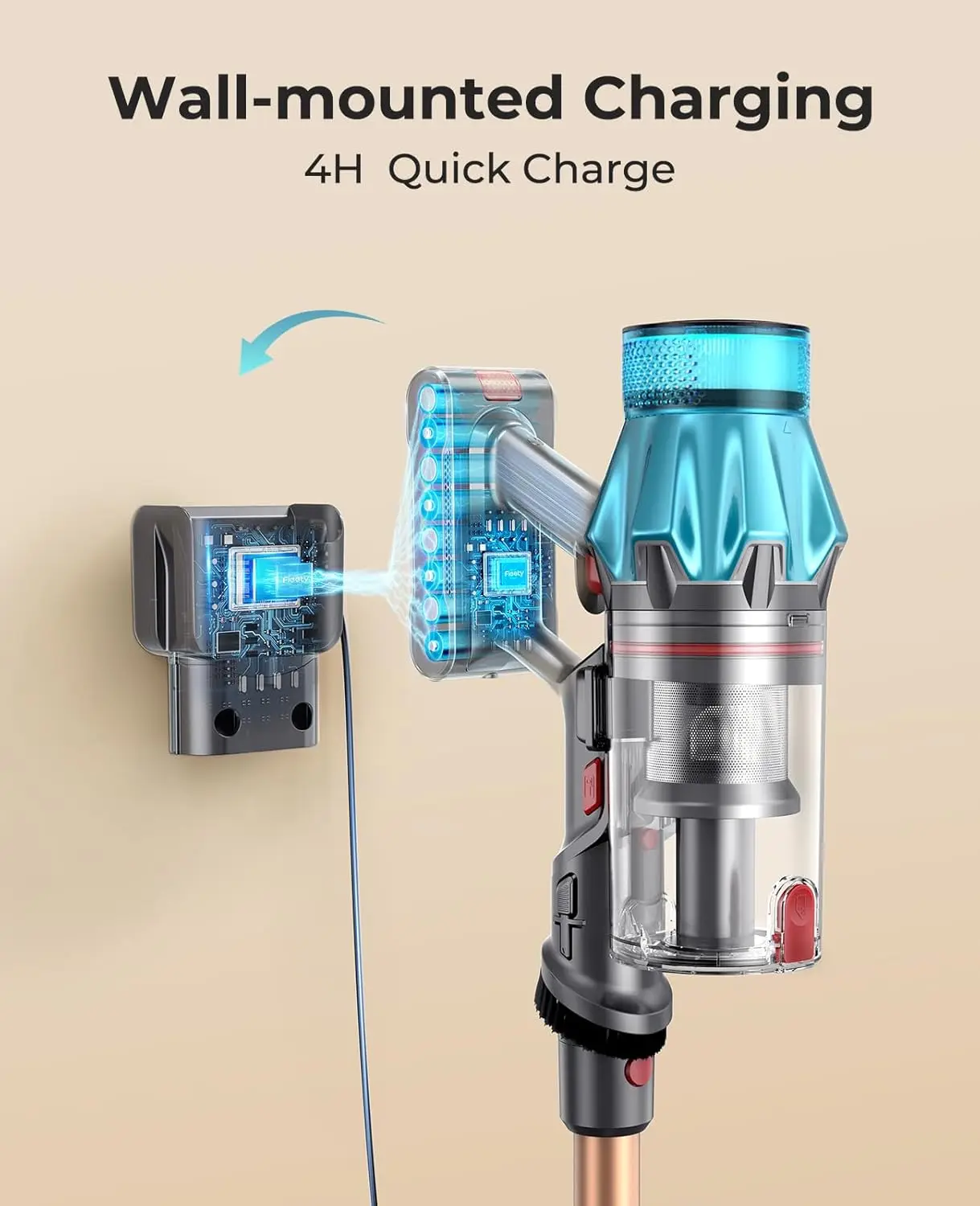 Stick Vacuum Cleaners 60 Mins Max Runtime with Charging Dock, Self-Standing Handheld Vacuum with Touch Display,