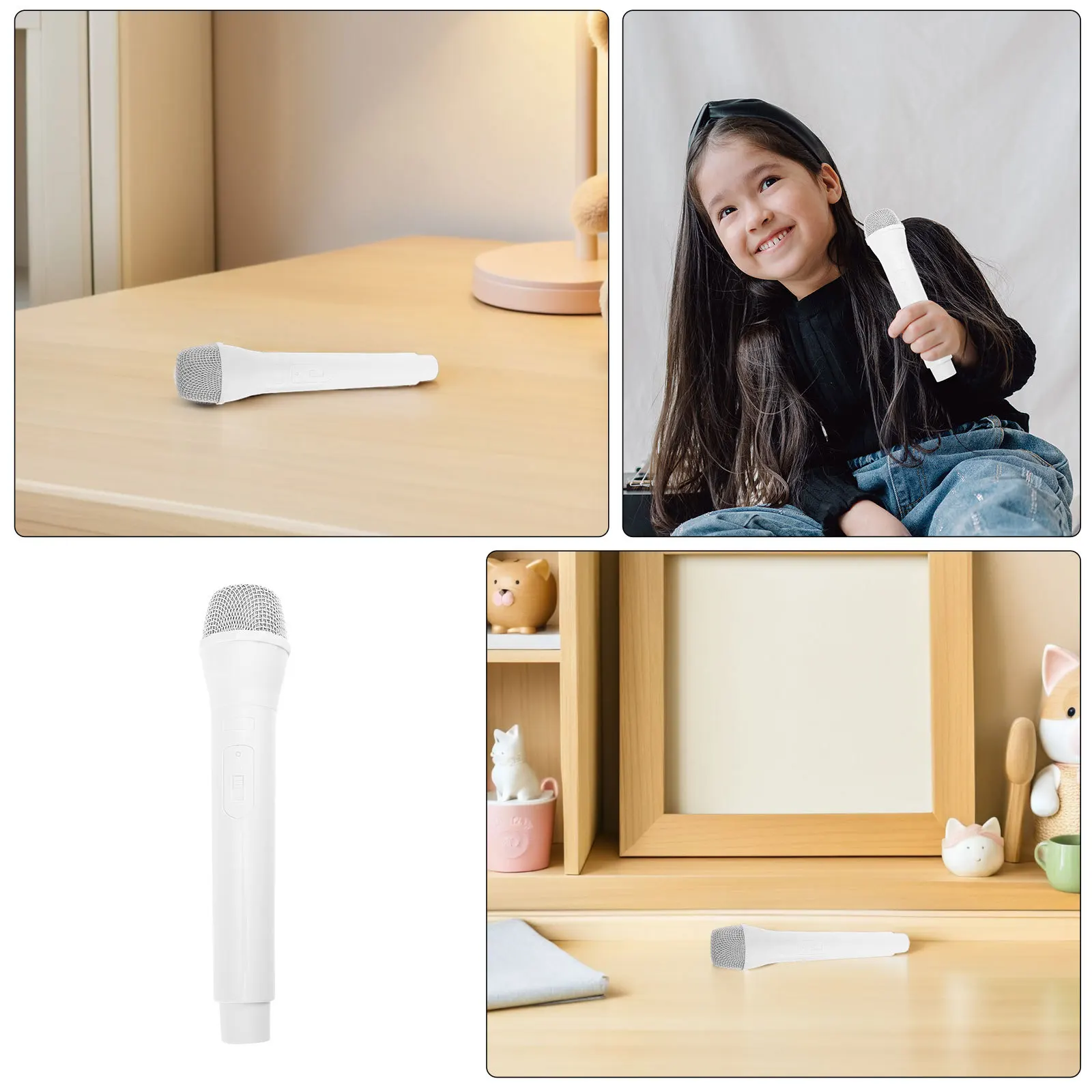 Microfono realistico in plastica per bambini da 2 pezzi per boost di espressione creativa e incollaggio per la famiglia, divertente microfono finto