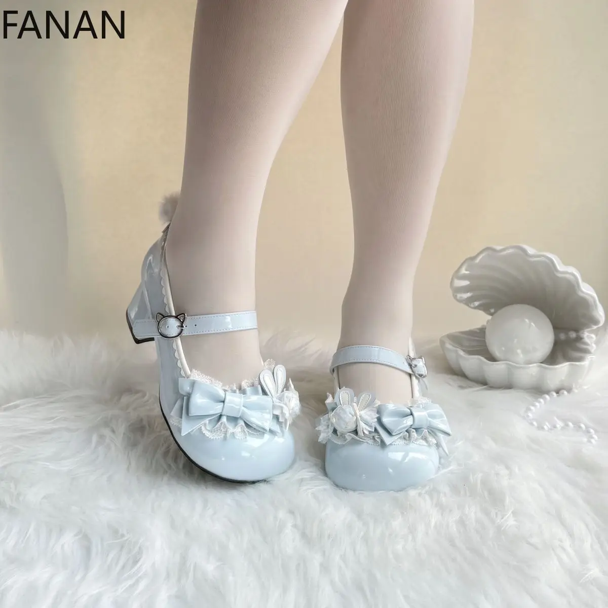 Japanese High Heels Lolita Elegance Shoes for Women's Bow Platform Leather Non-slip Pumps Casual Flat Shoes Comfort Original