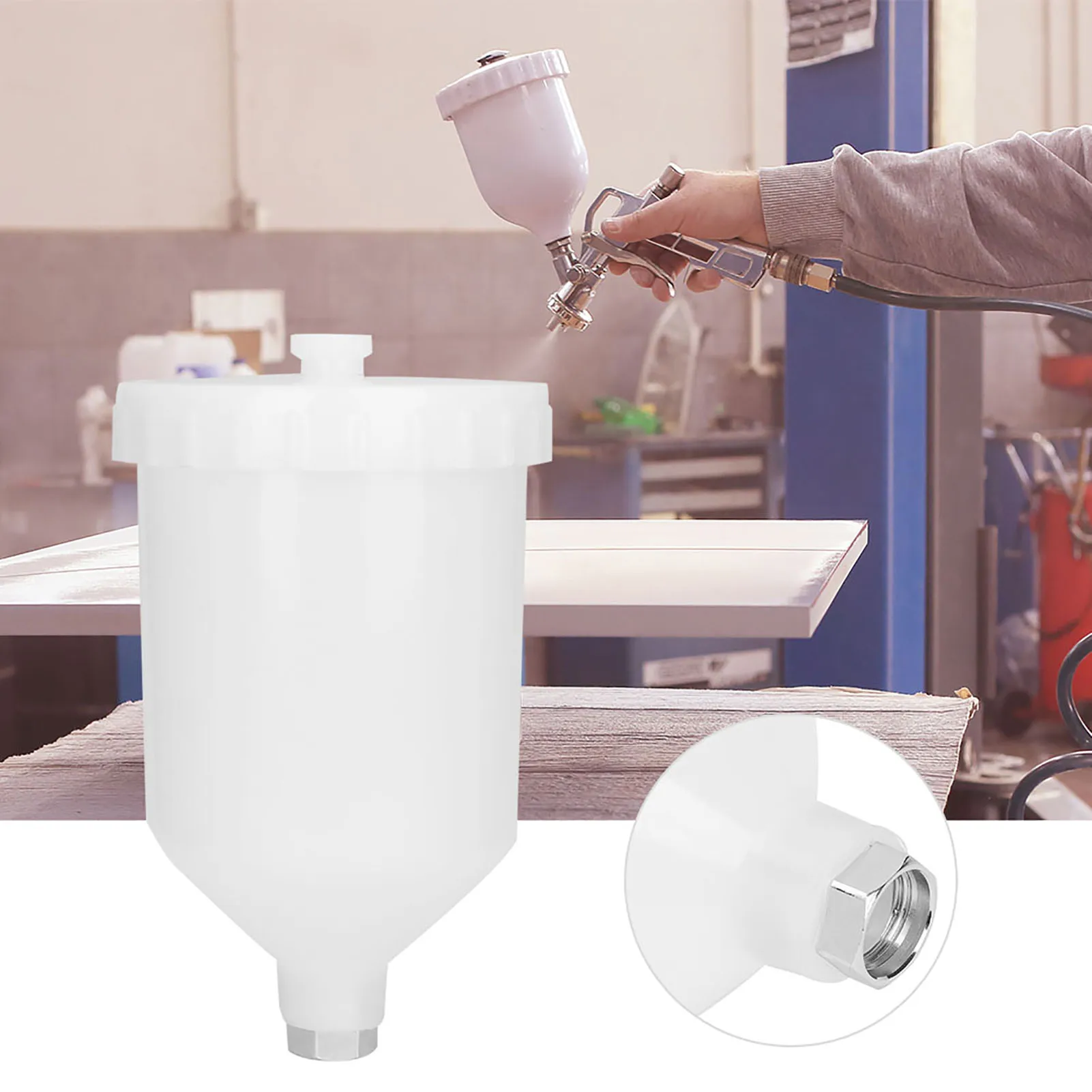 

600ml Spray Gun Pot Plastic Stainless Steel Threaded Connector Hand Tool Accessories Hand Tool Hardware Tool Spray Gun Sprayer