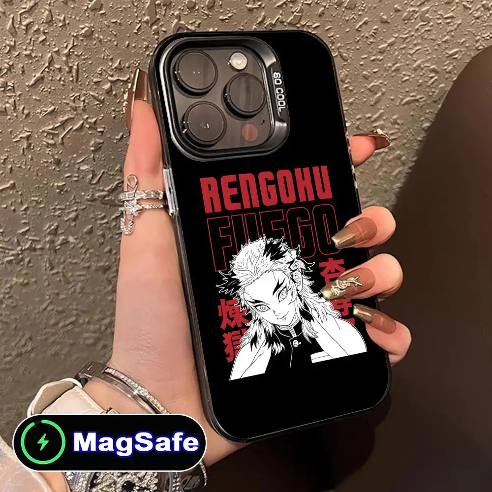 Demon Slayer Rengoku Phone Case for iPhone 16 15 14 13 12 11 Pro Max Plus MagSafe Translucent Colour Printing Luxury Pretty