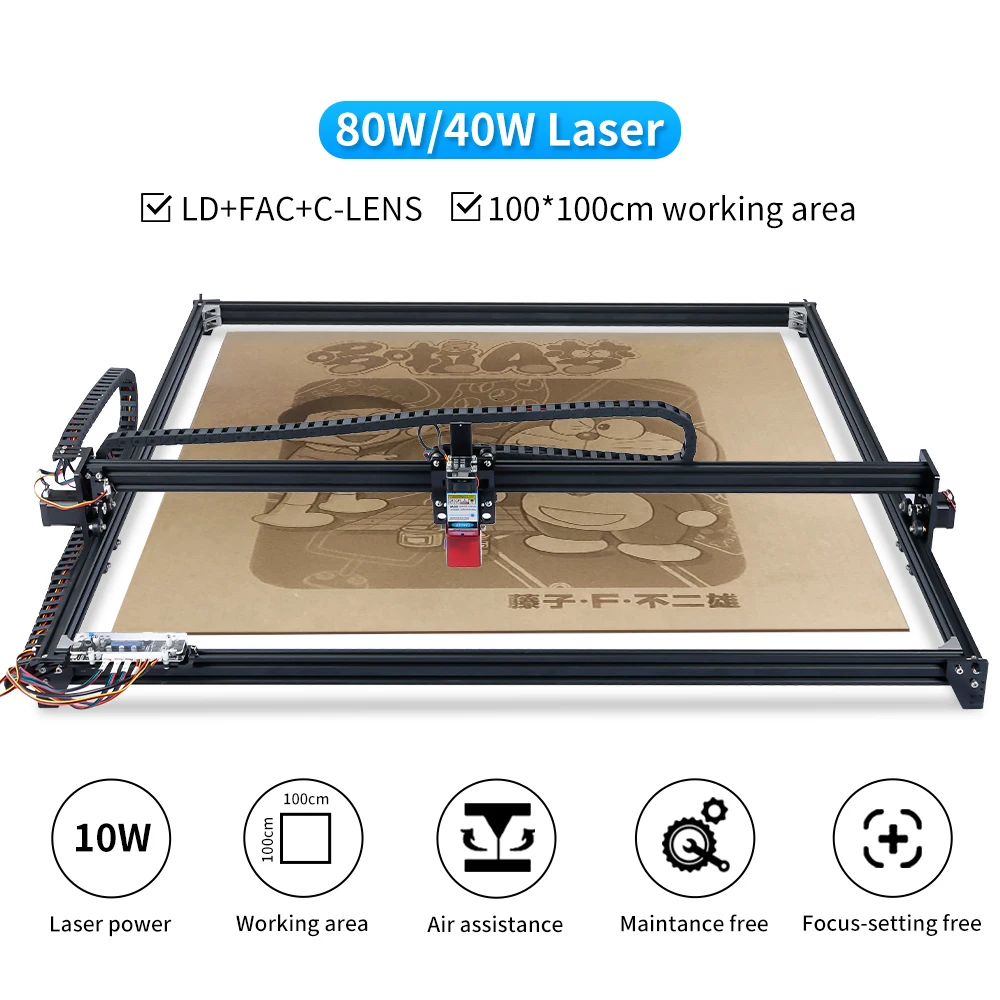 40W/80W 15W CNC GRBL Laser Engraver Machine TTL /PWM Control DIY 100*100cm Engraveing Machine Desktop CNC Router/Cutter