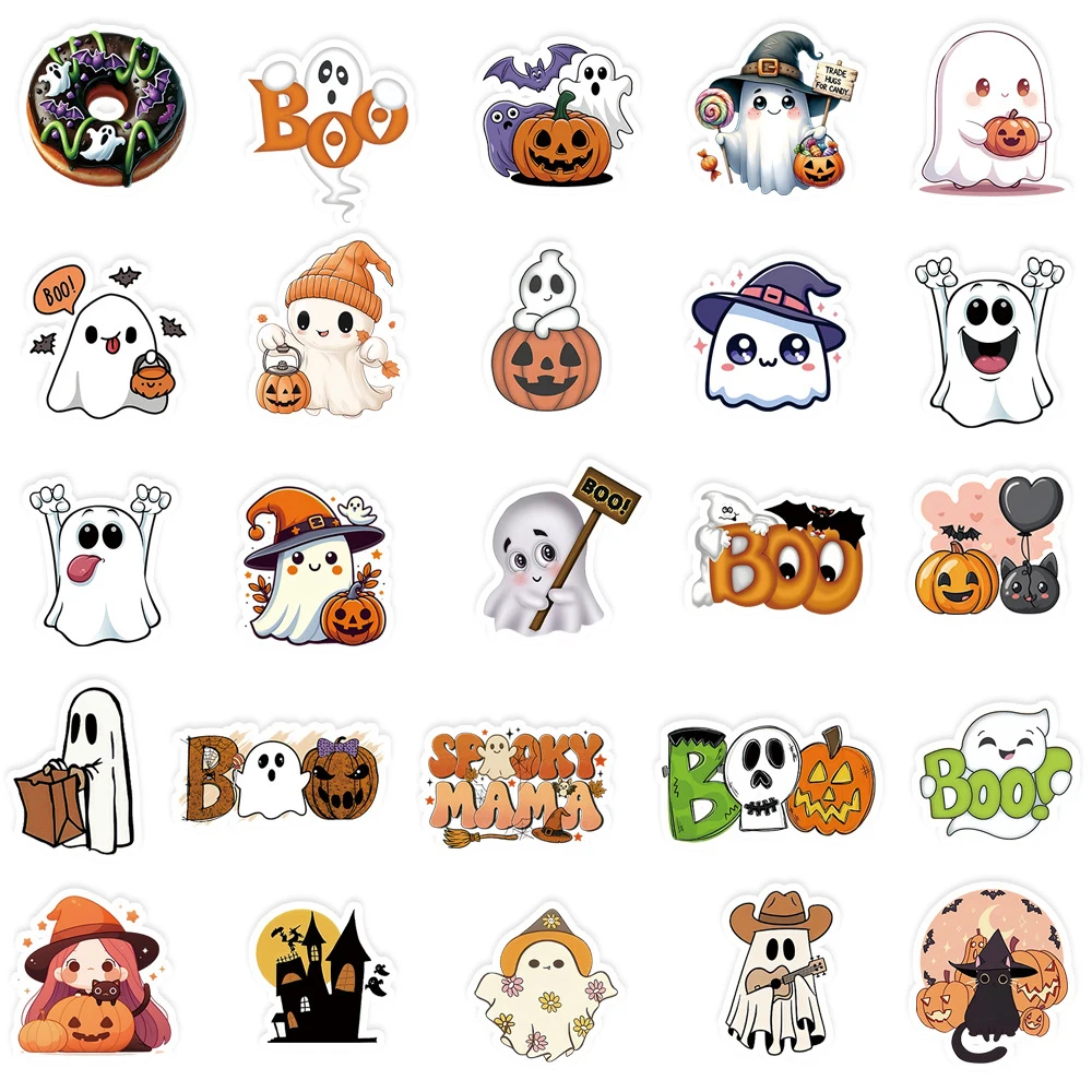 

10/30/50pcs Cute Halloween Series Cartoon Stickers Kawaii Graffiti Sticker Suitcase Laptop Phone Guitar Decals for Kids Toy Gift