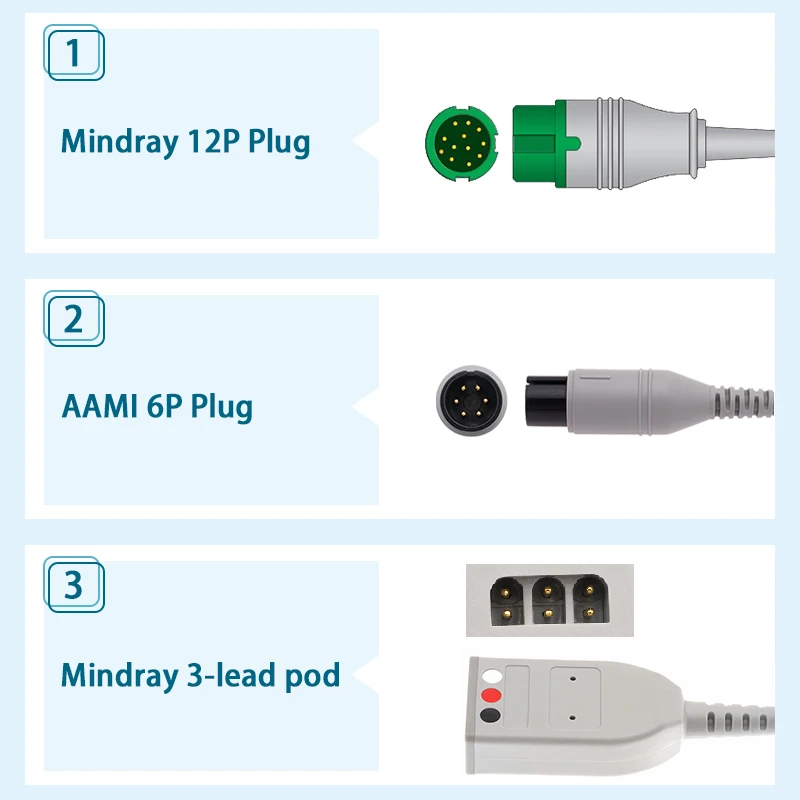 Compatible with Mindray Monitor ECG EKG Lead Wire Passport 8 12 17 IMEC 8 Beneheart D6 BeneView T5 T8 UMEC100 EPM10 15 UMEC12
