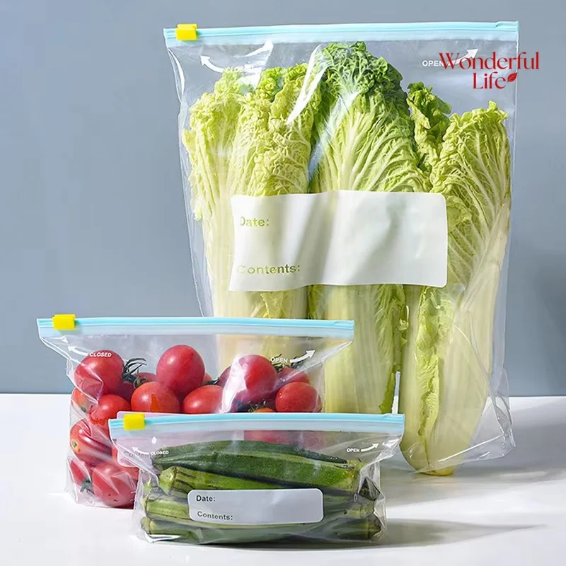 10/45Pcs Reusable Storage Bags with Zipper Lock Food Grade Transparent Perfect for Kitchen Organization and Pantry