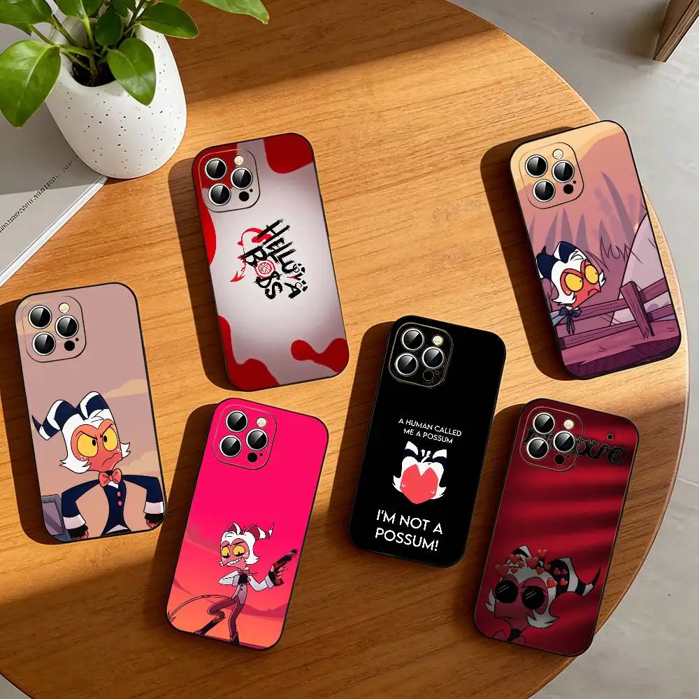 

H-Helluva Boss M-Moxxie Phone Case For iPhone 17,16,15,14,13,12,11 Plus,Pro Max,XS,Soft Silicone Black Cover