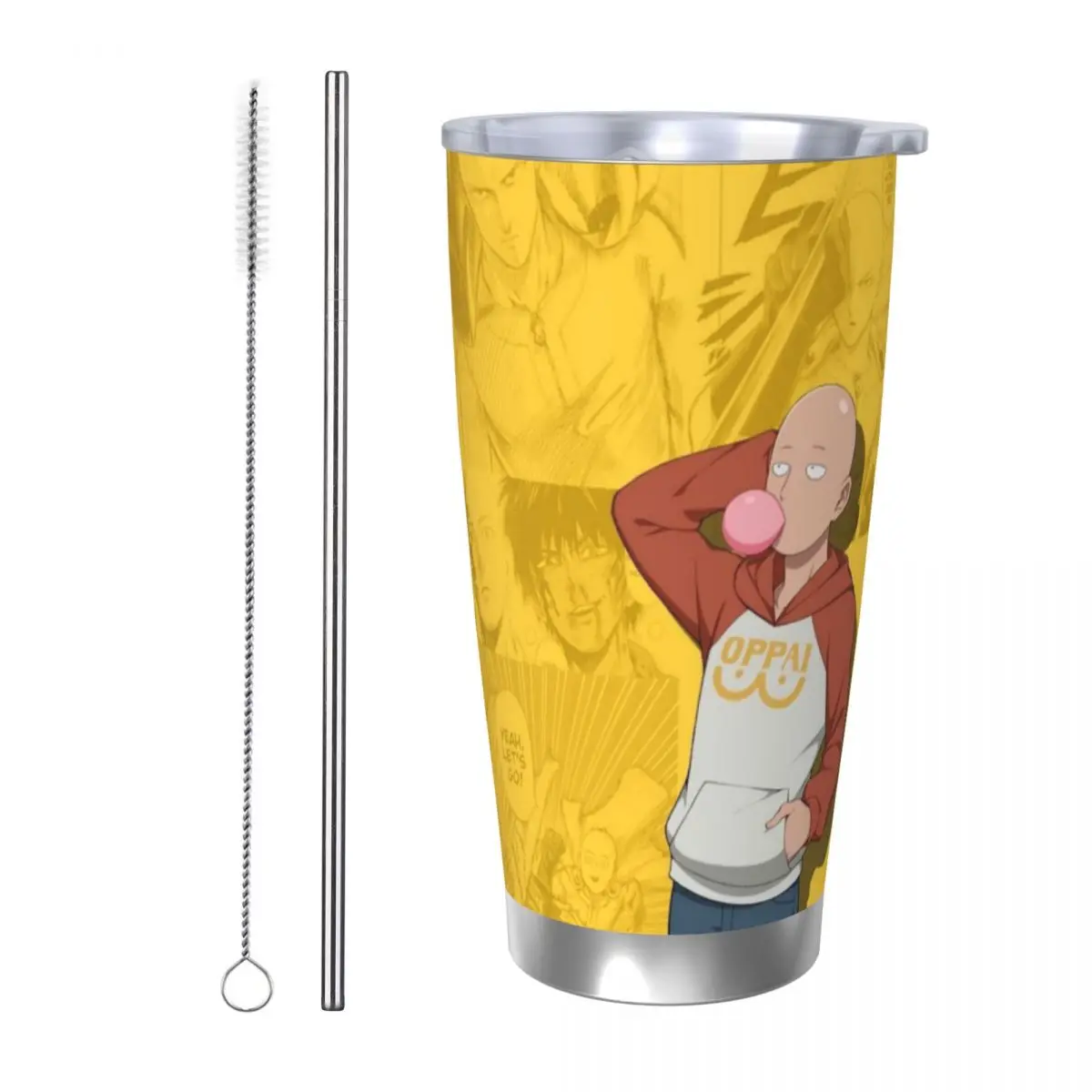 Hot Anime One Punch Man 20oz Cup Large Capacity Car Mug Leak-proof Juice Coffee Cup Food Grade