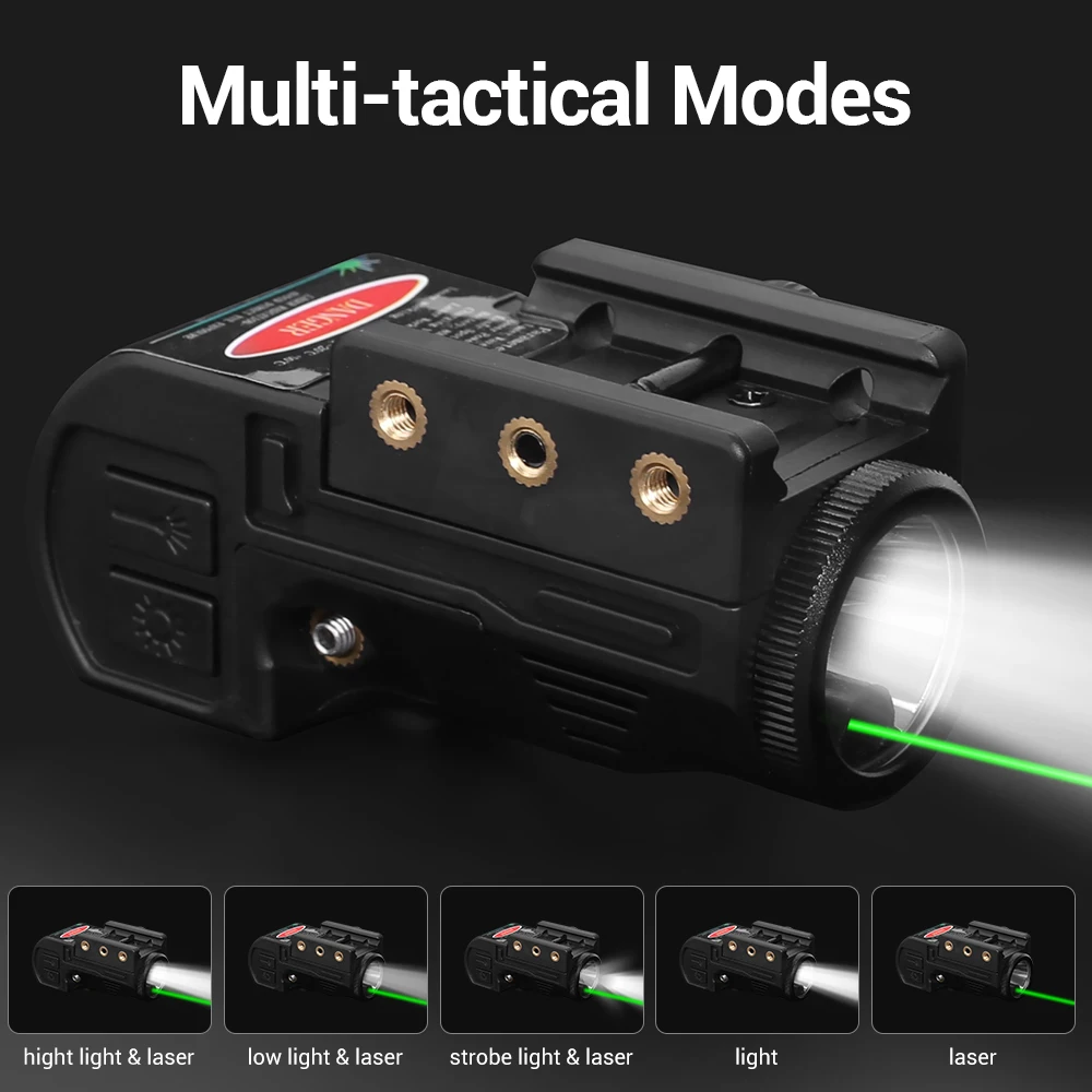 Weapon Gun Light Laser Flashlight Combo Combat 500 Lumens Flash Light Pistol Light with Laser for Handgun Rifle Shotgun