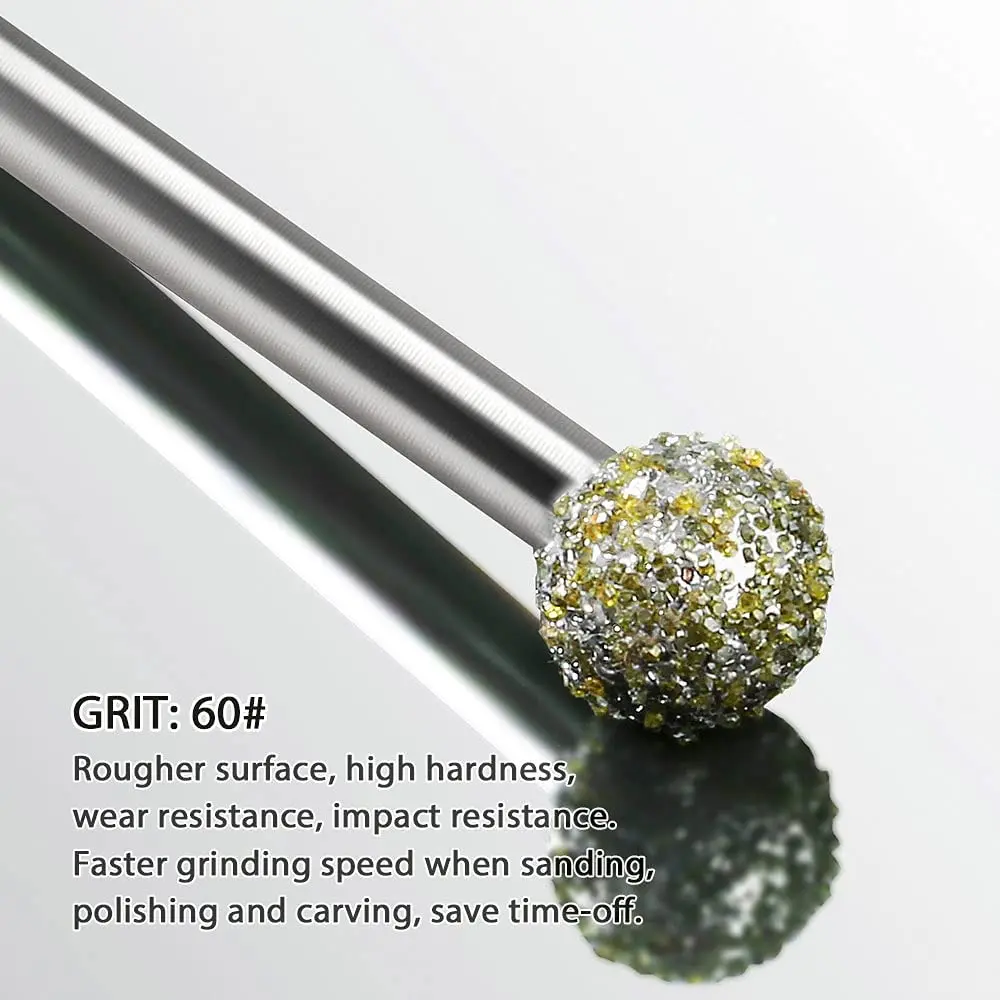 Diamond Grinding Burr Drill Bit Set for Dremel Rotary Tool Diamond Burr Bits with 1/8 Inch Shank Rotary Tool Accessories - view 2