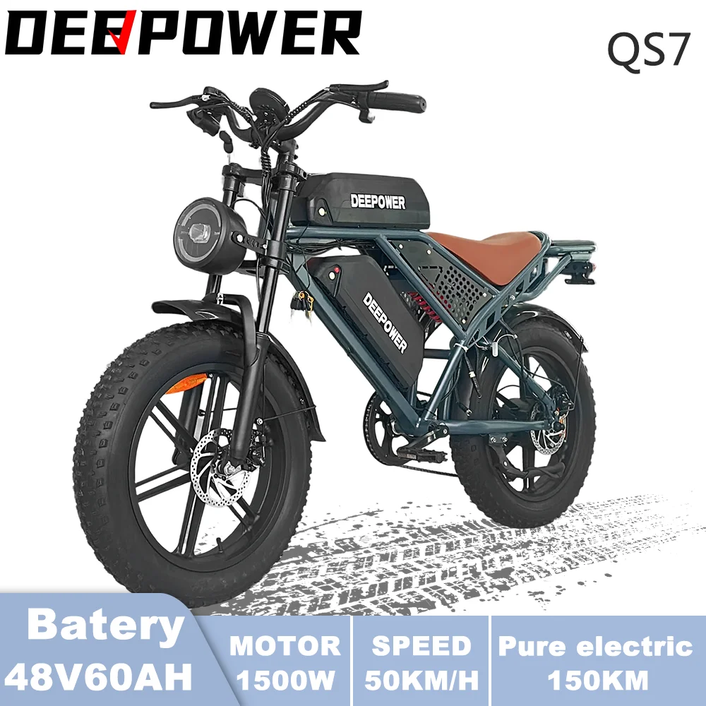 DEEPOWER QS7電動自転車 1500W 48V 60AH デュアルバッテリー 大人用