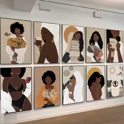 Fashion Black Girl Whitepaper Poster Waterproof Paper Sticker Coffee House Bar Aesthetic Art Wall Painting