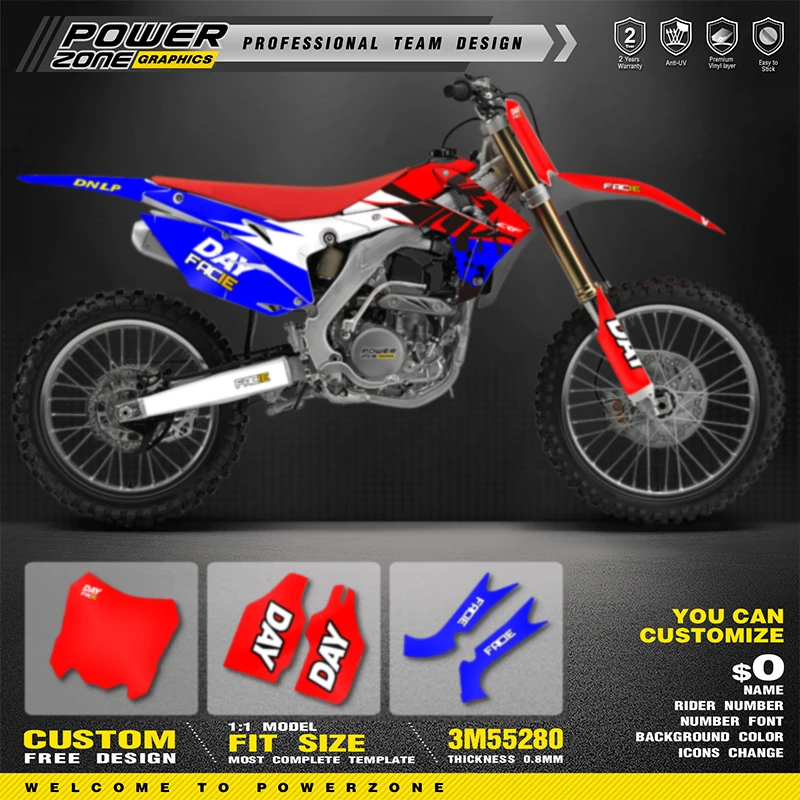 

PowerZone Full Graphics Background Decals Stickers Kit For HONDA 2014-2017 CRF250R 2013-2016 CRF450R Motorcycle Background 002