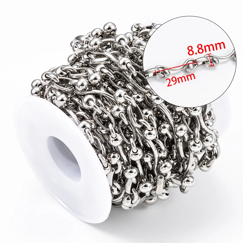 

1Meter Stainless Steel Bead Chain For Needlework Jewelry Accessories DIY Creation Necklace Bracelet Keychain Making Supplies