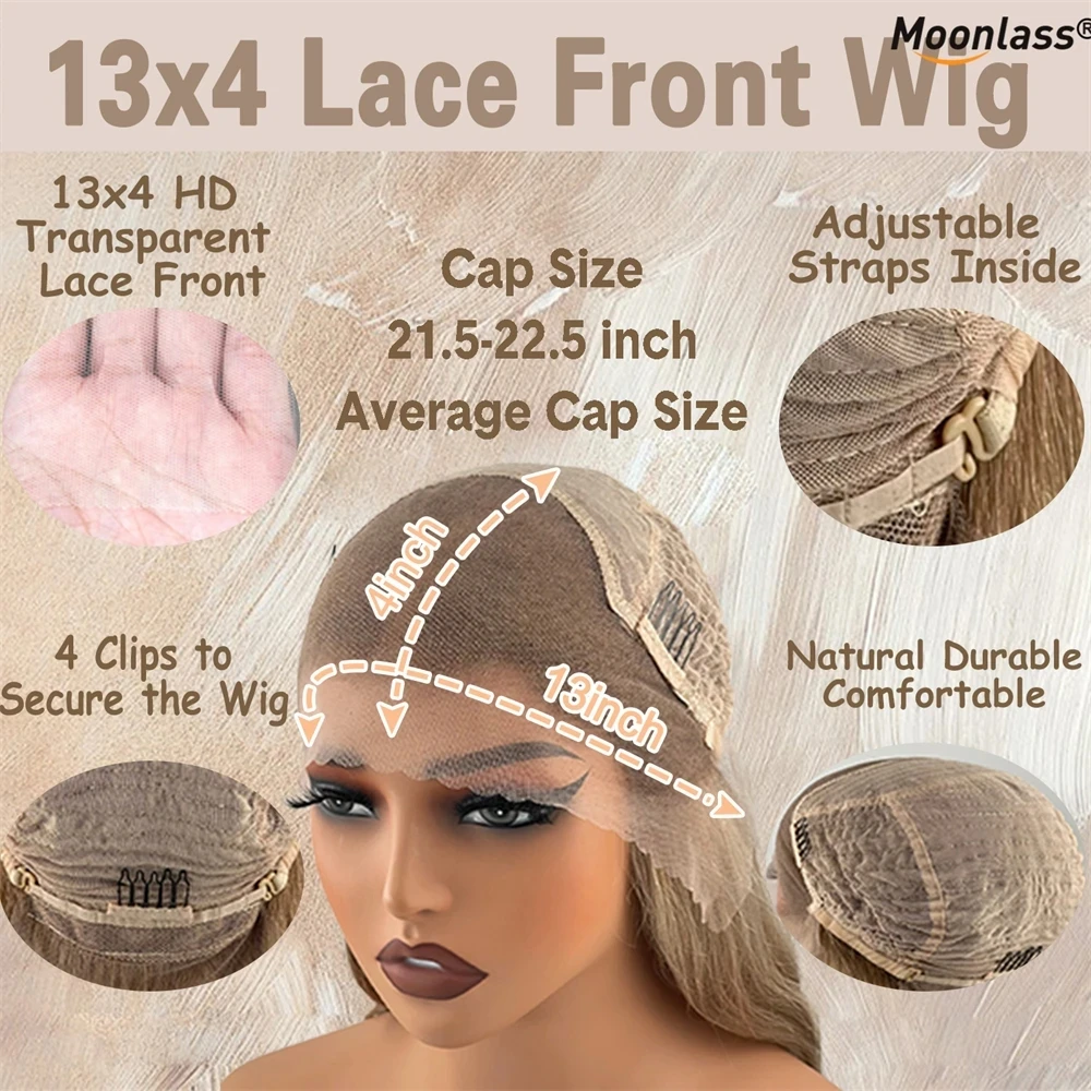 13x4 البيج الرماد شقراء أومبير مستقيم الباروكات للنساء غلويليس HD شفافة الدانتيل الباروكة الأمامية 200% البرازيلي ريمي خصلات الشعر المستعار الإنسان #6