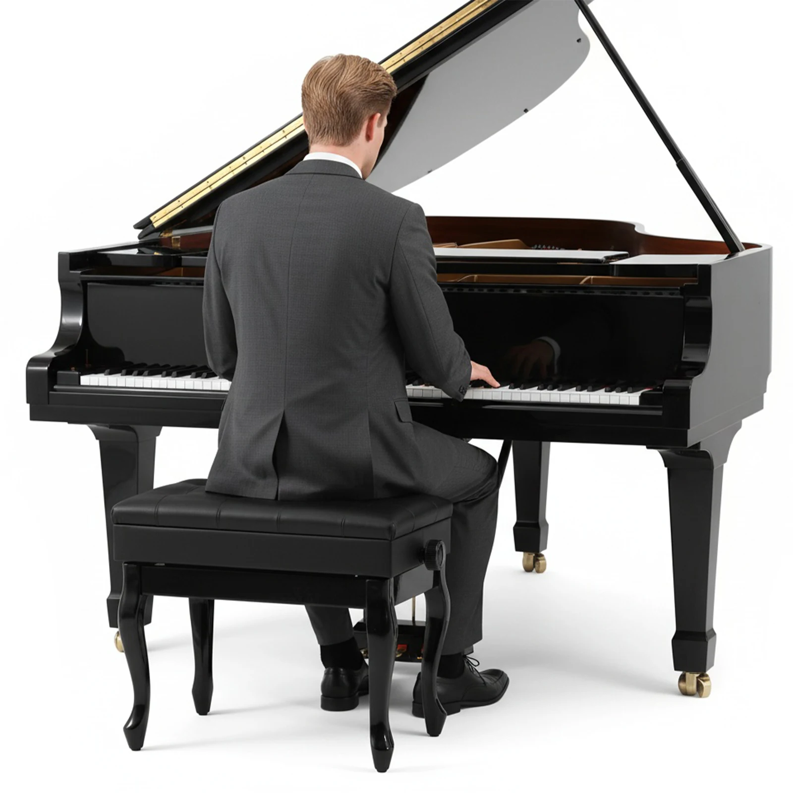 

Многофункциональный стул для фортепиано из искусственной кожи с подушкой и книжной полкой, для обучения игре на музыкальных инструментах, для дома/музыкальной комнаты/класса