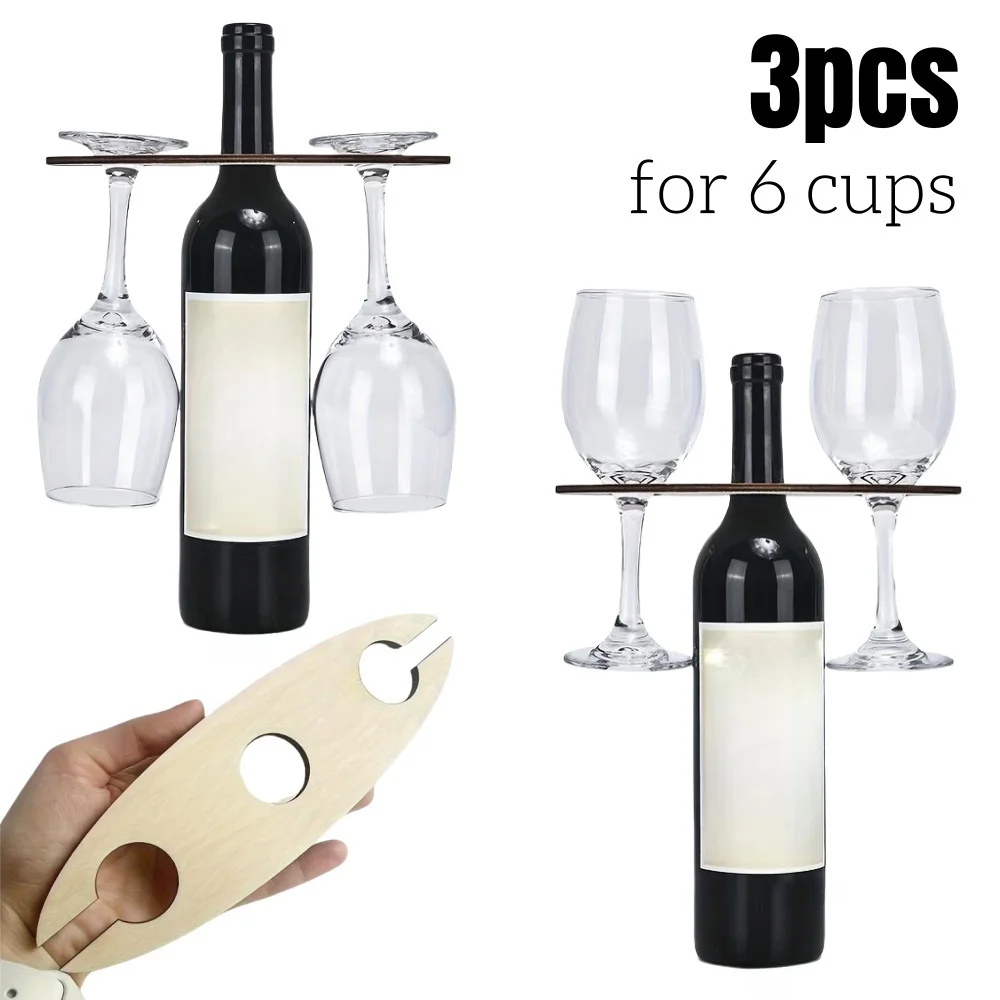 1/3 Stück stapelbares Weinregal aus Holz, platzsparender Glas-Getränkehalter für Weinbegeisterte, Zuhause, Wohnzimmer, Bar, Display, Weinflaschenregal