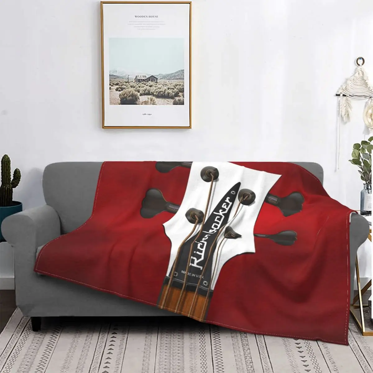 Manta Rickenbacker artística de guitarra, a cuadros colcha para cama, sofá a cuadros, manta ponderada de verano