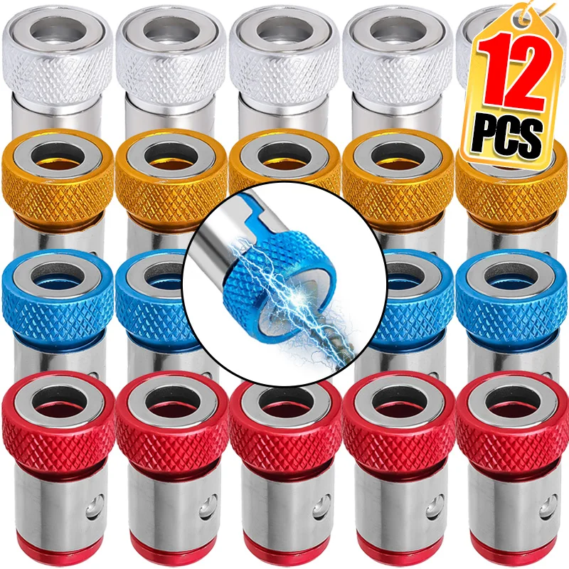 1/12pc Magnetic Ring Cross Phillips Screwdriver Bit Holder Electric Head Holder Anti-corrosion Strong Magnetizer Drill Ring Tool