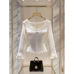 Temperament Celebrity Long Sleeves 2024 Autumn New Commuter Simple Winter Versatile Slim Fit Chic Knitted Pullover Top