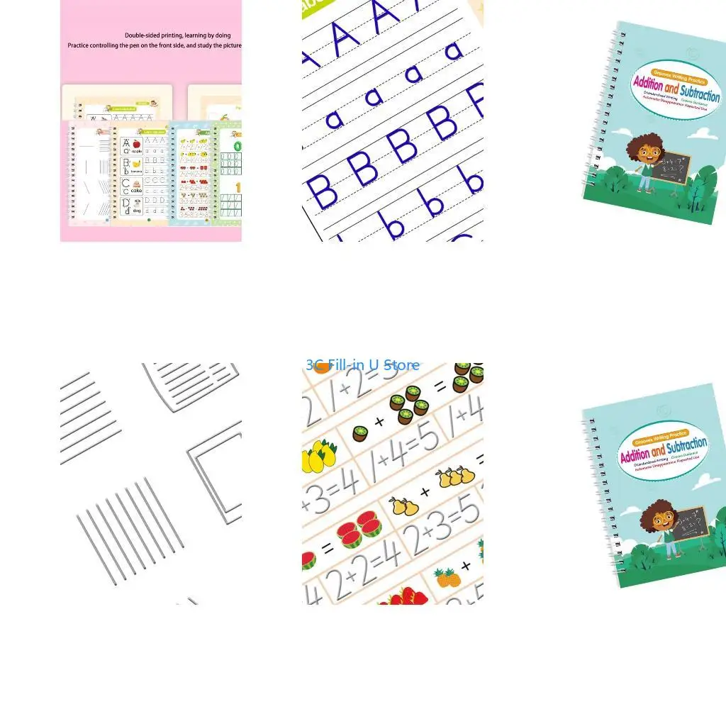 G8TA Kids Magical Grooved Book Includes Letter Number Art Drawing Mathematical Operations For Preschooler Toddler