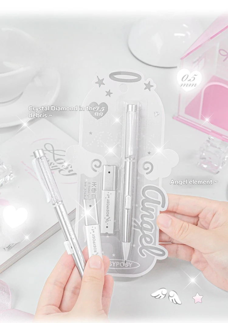 1PC Engel Automatische Mine Set Hohe Schönheit Stil Grundschüler Blei Core Set Student Spezifischen Bleistift – Detail 6