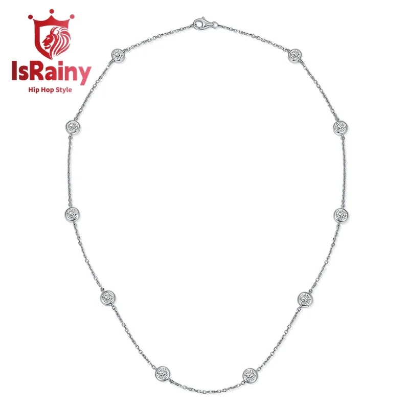 IsRainy Hip Hop Rock 100% 925 Sterling Silver Sparkling GRA Moissanite Diamond Pendant Necklaces Fine Jewelry for Women Men Gift