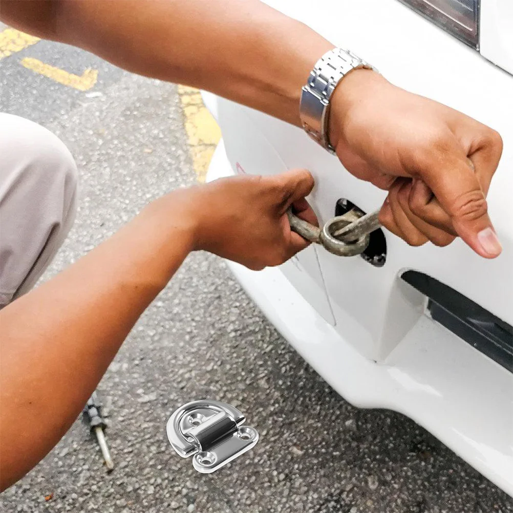 

2Pcs Stainless Steel Tow Hook Heavy Duty D Ring for Car Front Rear Bumper Towing Recovery Auto Vehicle Trailer Hitch Mounting