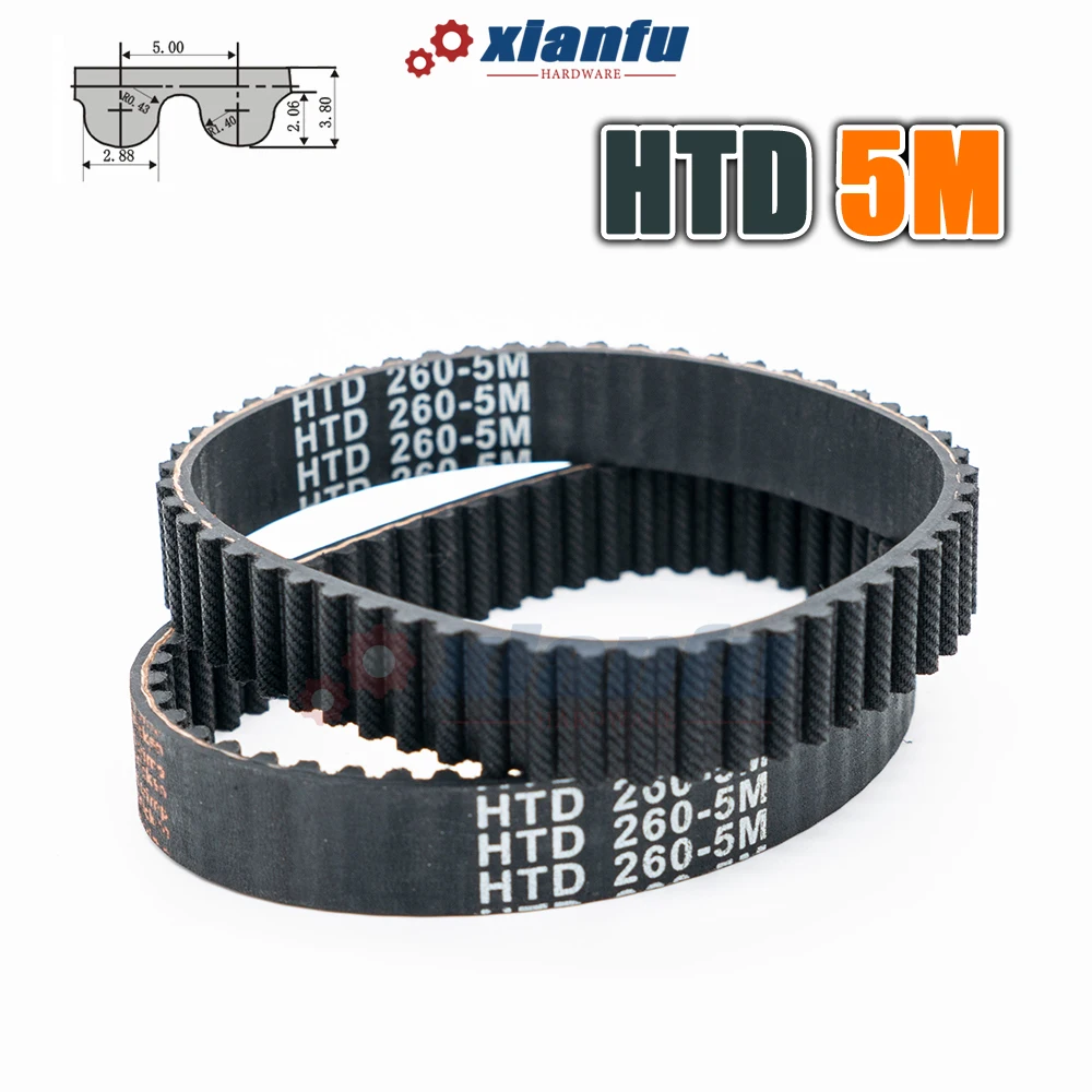 HTD 5M Rubber Timing Belt Closed Loop Transmission Perimeter 350 355 360 365 370 375 380 385 390mm HTD5M CNC Drive Width 10~50mm