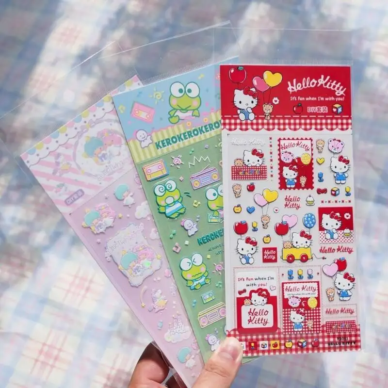 

Japanese Hellokitty Cartoon Glue Sticker Cute Littletwin Stars Diy Mobile Phone Case Decoration Handbook Sticker Gift Puzzle Toy