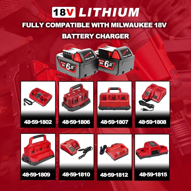 Pro Milwaukee 12V/18V 3Ah 6Ah 9Ah 18650 lithiová náhradní baterie pro Milwaukee 48-11-1860 48-11-1850 48-11-1840 nářadí - náhled 6