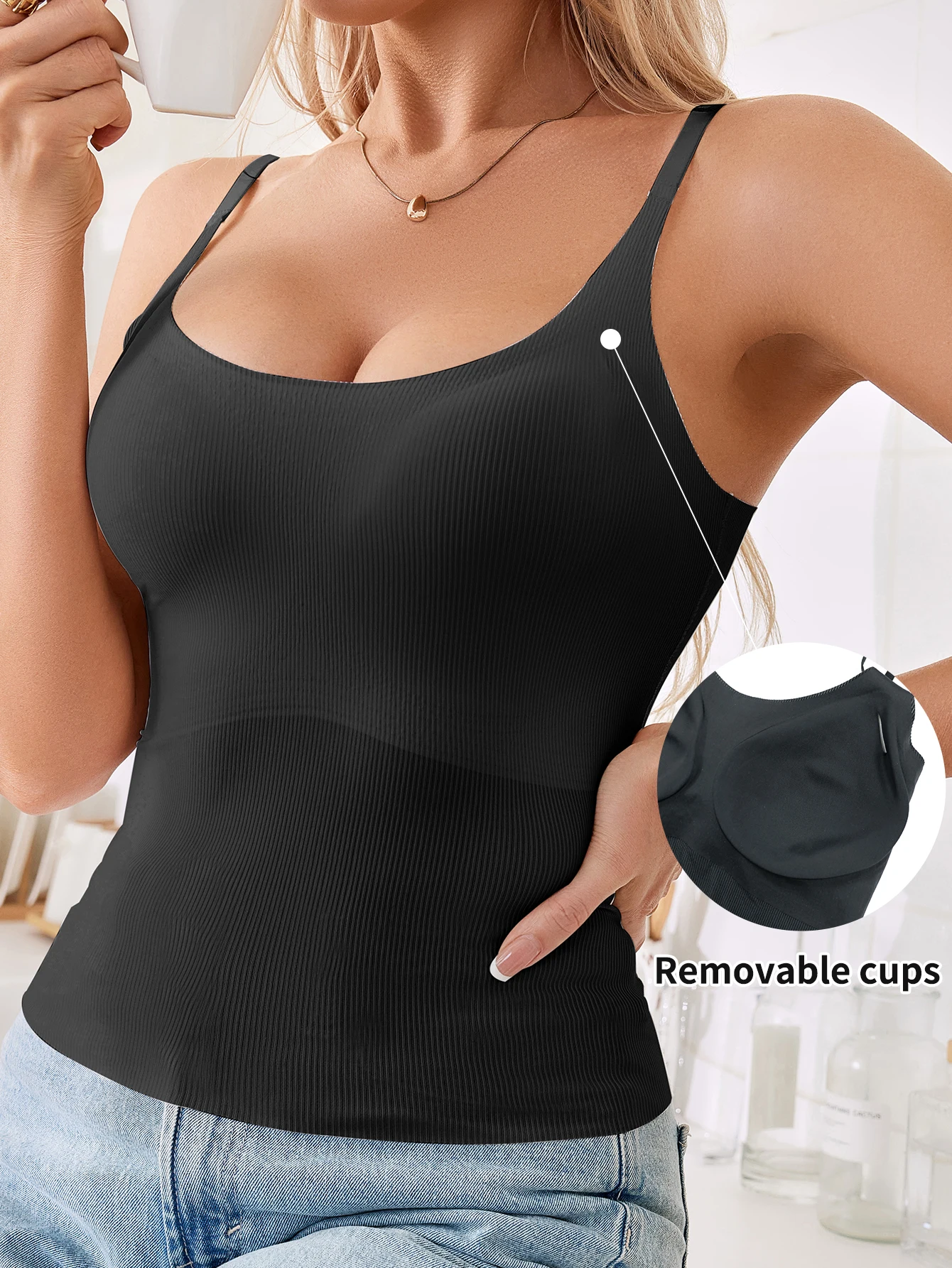 Girl\'S V-Vest, Loose And Comfortable, With Small Straps And Built-In Bra Chest Pads, Breathable Vest