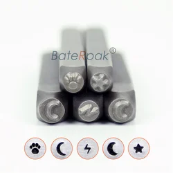 BateRpak 3/4mm Lightning  Moon Phase Signature Design Stamps,DIY Bracelet/jewelry symbols steel stamp