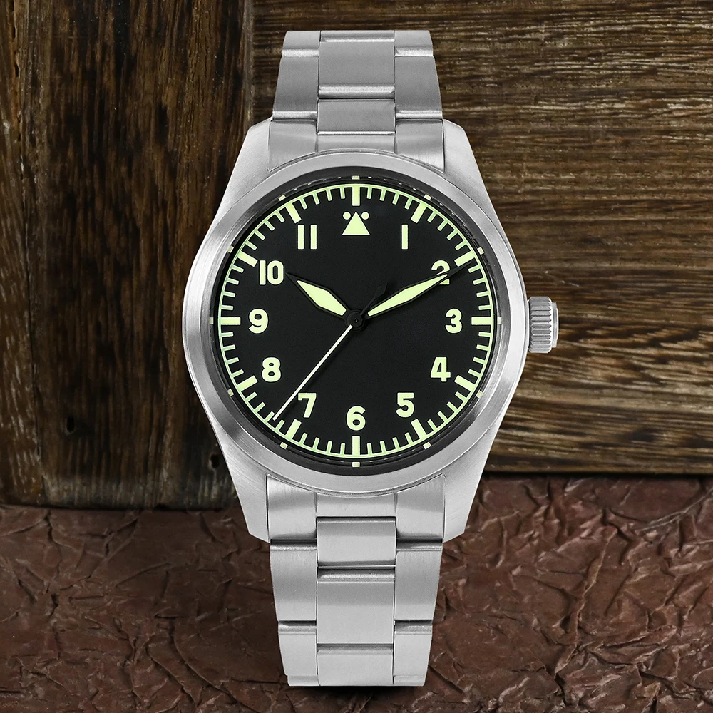 San Martin 39mm Pilot Watch Simple Military Style Mens Watch NH35 Automatic Mechanical Watches Sapphire C3 Luminous 20Bar