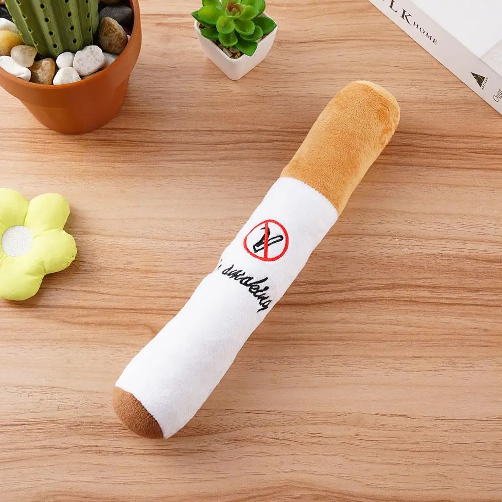 Pet Funny Toys Cigar Big Smoke Plush Sound Squeak Fake Cigarettes Toys Dog Chew Molar Interactive Game Bite Resistant Pet Toy