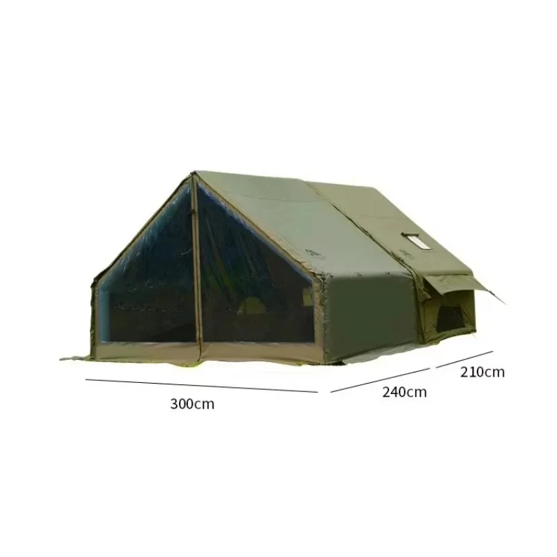 

Green Inflatable Ox Waterproof Safari Tent Wholesale Inflatable Outdoor Camping Tent 12㎡ AB Door House Inflatable Cabin Tent