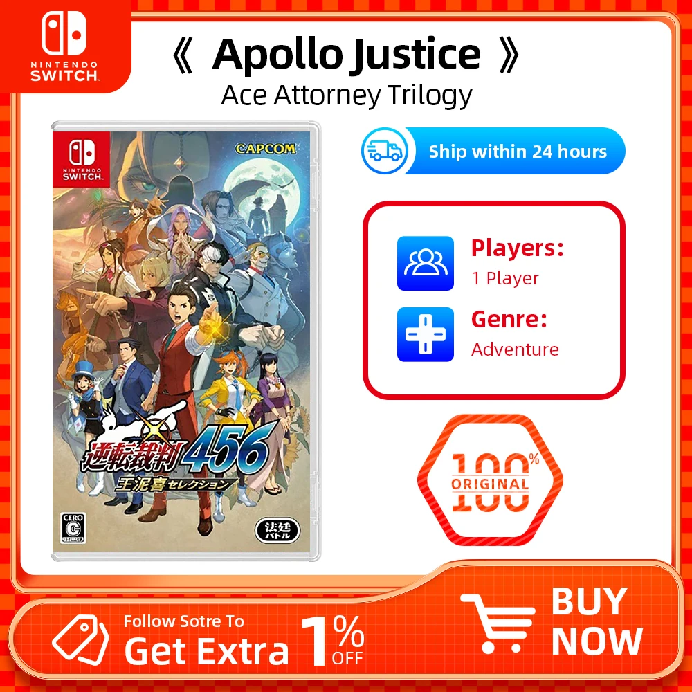 Apollo Justice Ace Attorney Trilogy - Nintendo Swtich Game Deals Games Cartridge Physical Card Support TV Tabletop Handheld Mode