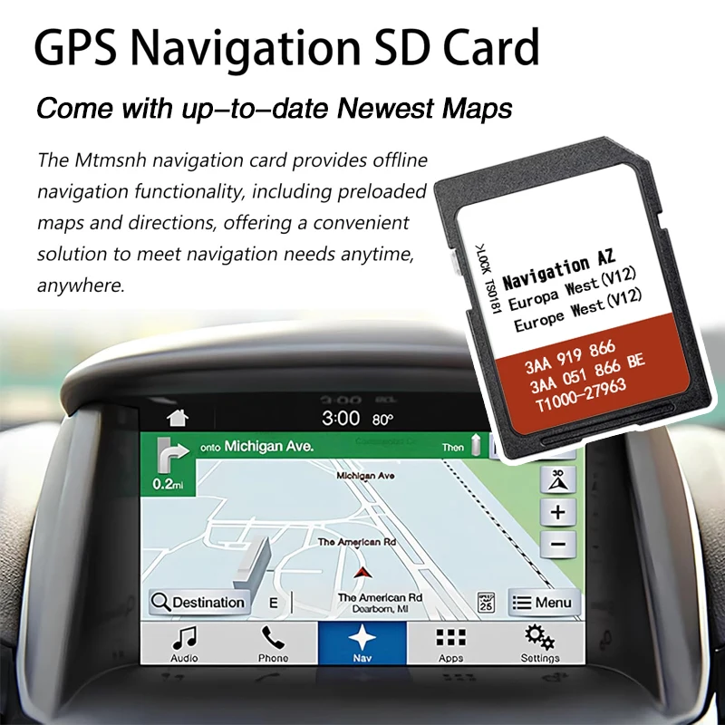 AZ V12 RNS315 SD V12 2020-2021 بطاقة أوروبا الغربية الغربية الغربية الجديدة الأصلية خريطة GPS لسيارات فولكس فاجن تتبع الطريق