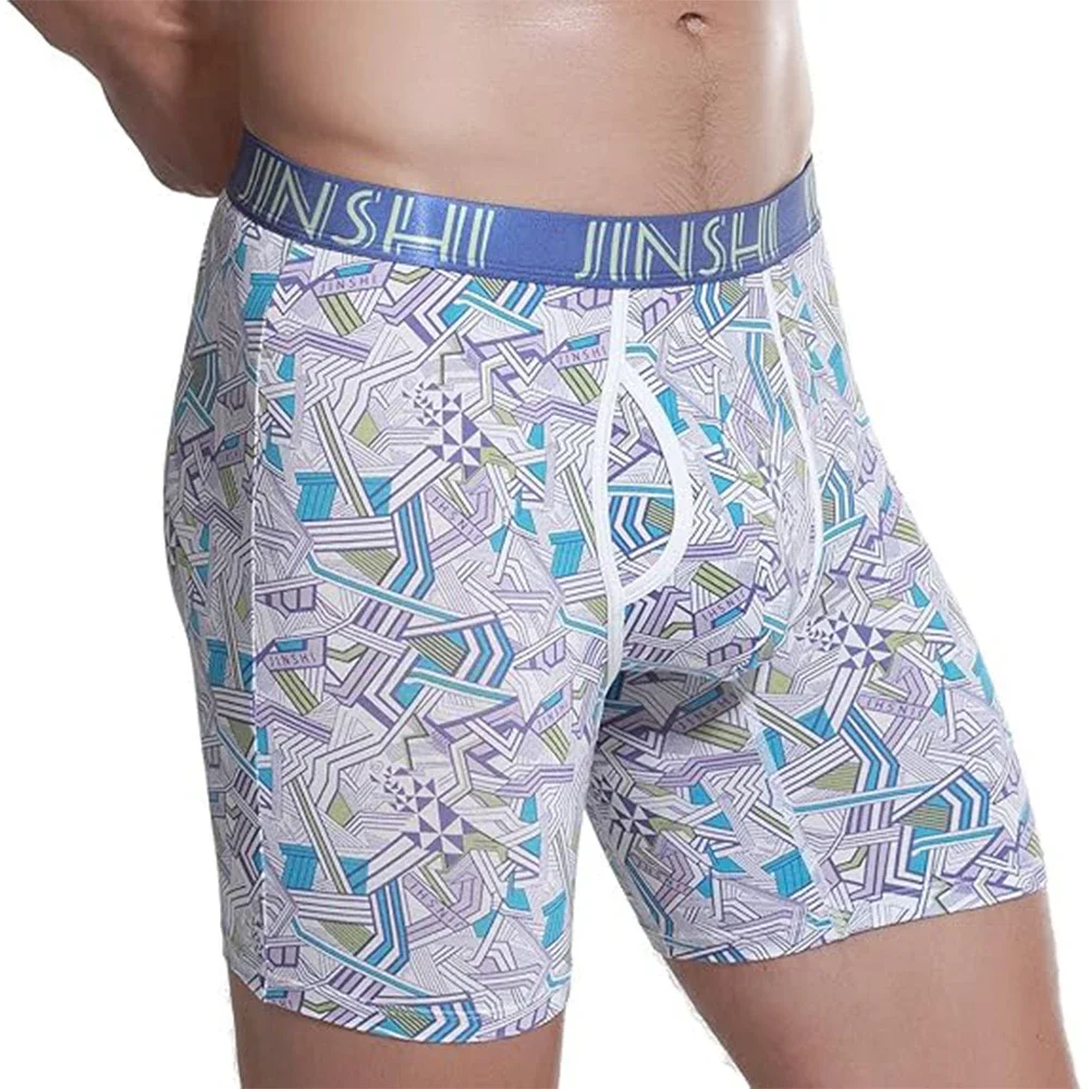 Jinshi Men Underwear Boxer Briefs No Ride Up Ultra-Breathable Soft Underpants Mens Printed Boxer Briefs