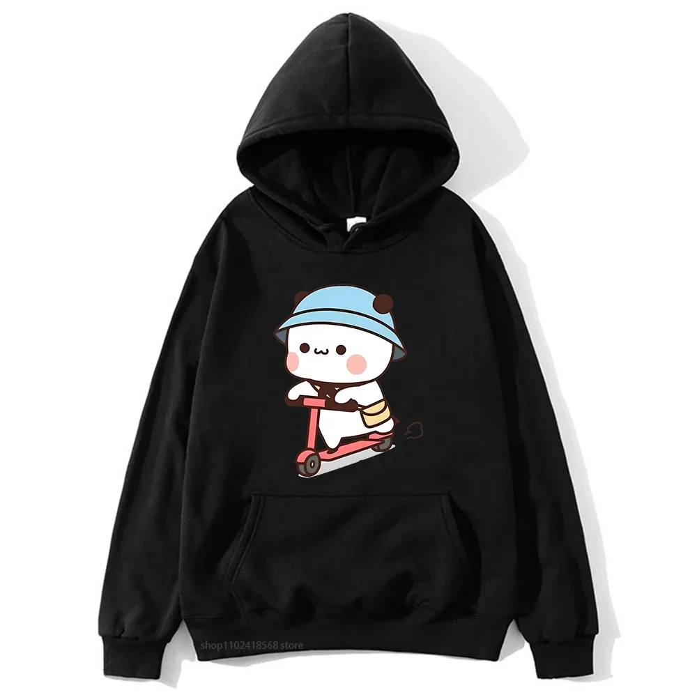 Mochi Brownie Bear Bike Riding Hoodie for Men Bubu Dudu Sweatshirt Couple Clothes Long Sleeve Clothing Streetwear Women Clothing