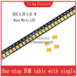 100 sztuk 2835 1W 0.5W 0.2W LED SMD 2800-3200K ciepły biały 3V 6V 9V 18V 150MA 100MA 60MA wysoka jasność