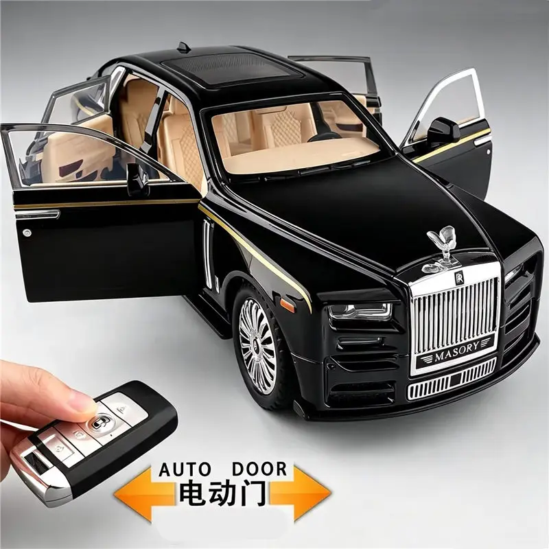 Key Control 1:24 Rolls-Royces Phantom Alloy Luxury Sedan Car Model Diecast Metal Vehicles Car Model Simulation Sound Light Gifts