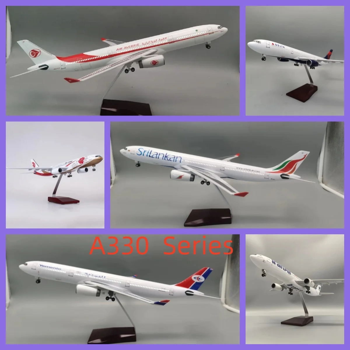 

47CM Scale Table Decorations A330 Series Model Aircraft With Wheel Die-casting LED Light(Touch or Sound Control) for Collection
