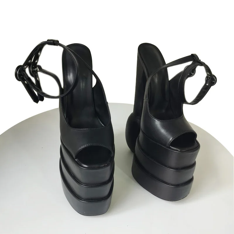 DIZHUANG Sexy women's high-heeled sandals. Customized shoes. About 25 cm heel height. Strange style heels. Summer women's shoes.