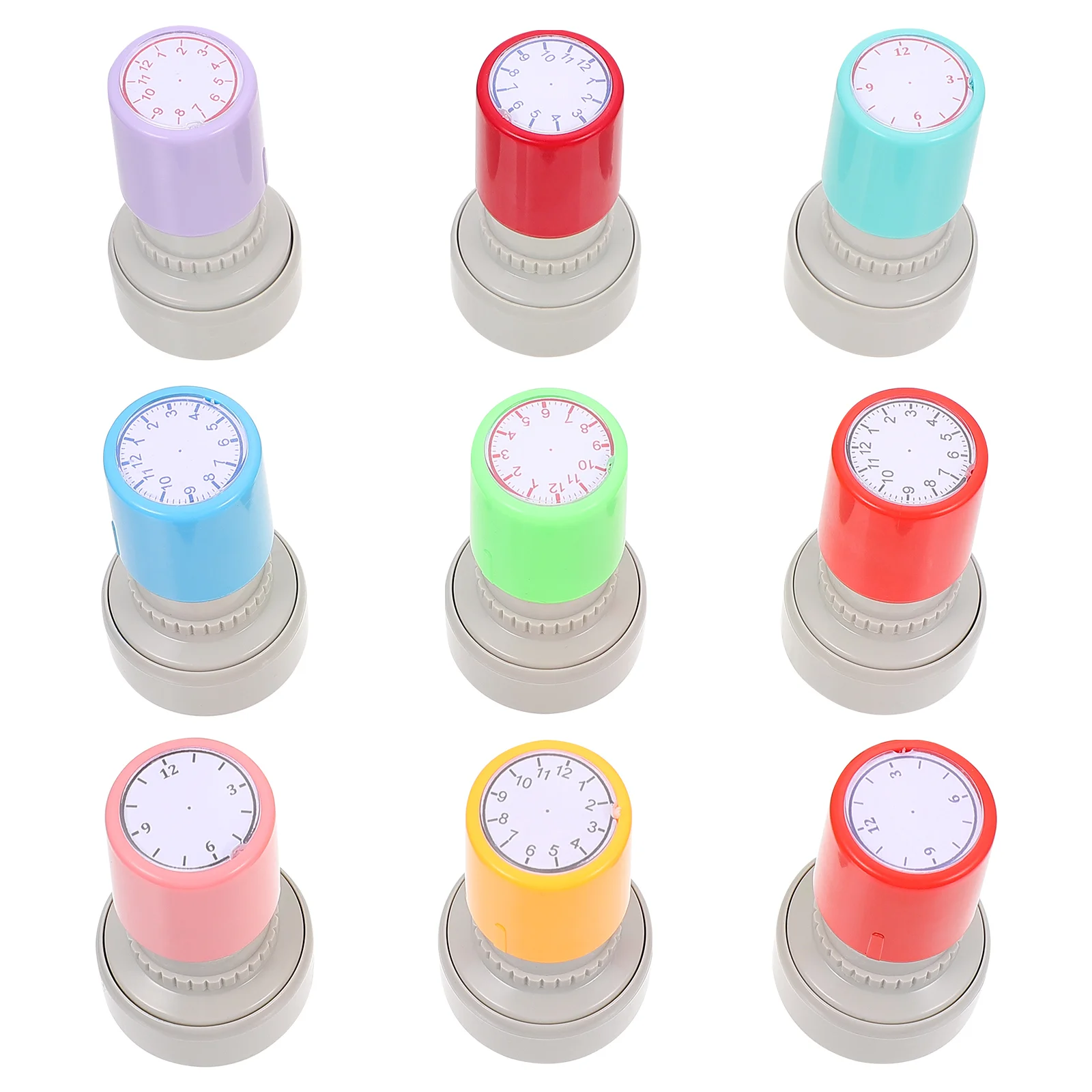 

9 Pcs Clock Stamp Teaching Stamper Stamps for Kids Scrapbook Pre-inked Self-ink Abs Student