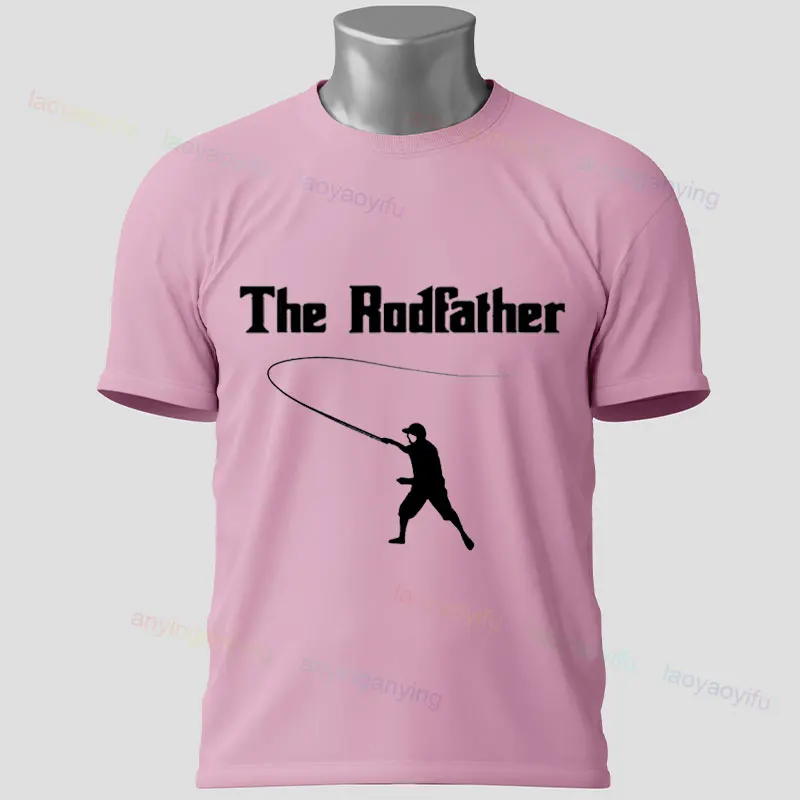 

Мужская футболка с рисунком для рыбалки The Rodfather — юмористическая розовая хлопковая футболка с круглым вырезом и короткими рукавами идеально подходит для уличной одежды