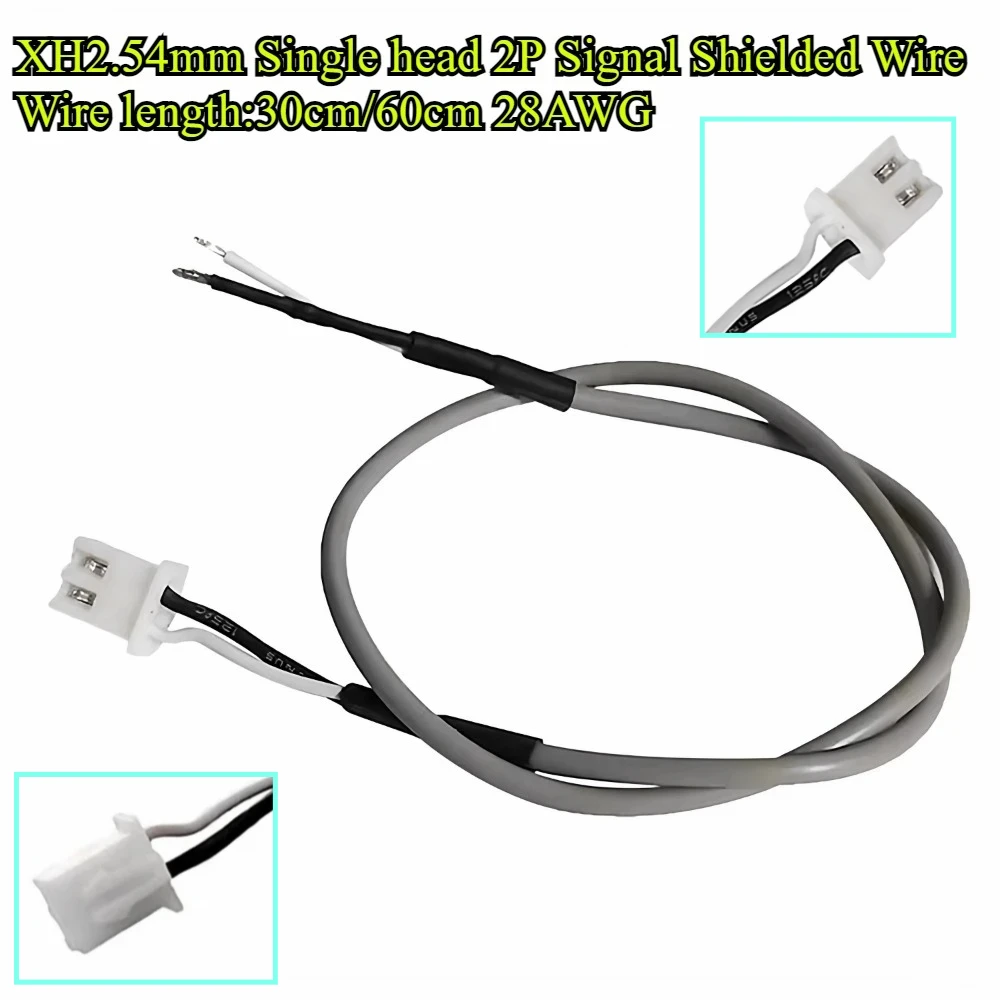 XH2.54mm Single Head 2P Audio Signal Shielded Wire Terminal Wire 28AWG 30cm/60cm For Power Amplifier Line And Speaker Cable